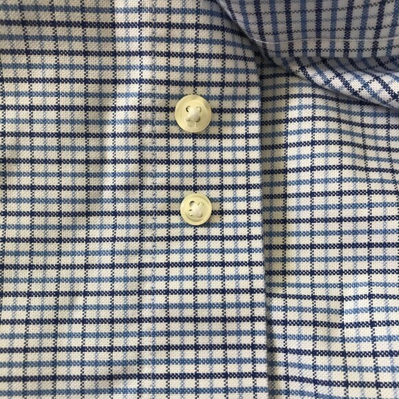 Brooks Brothers Regent Shirt Men 17.5-33 Blue Plaid Button Down Pocket Non Iron - Picture 13 of 13